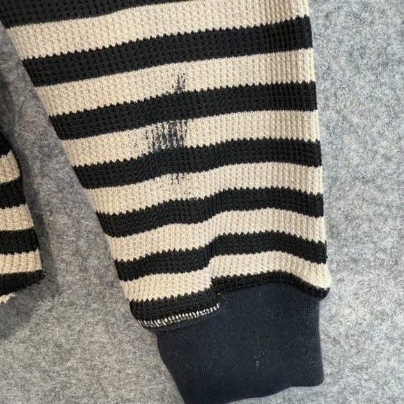 Nice Collective Henley Long Sleeve Shirt Top Womens Large Striped Knit Lounge - Picture 11 of 13